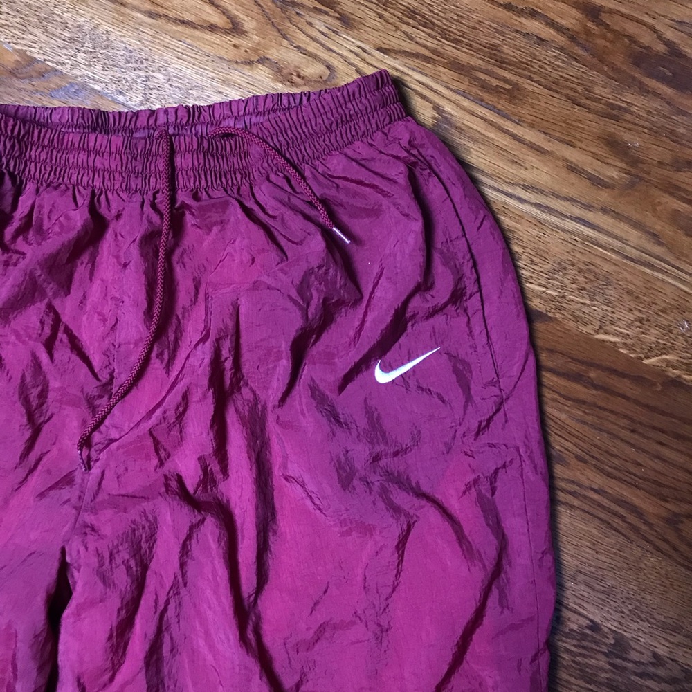 Vtg Nike Red Maroon Windbreaker Track Pants Nylon